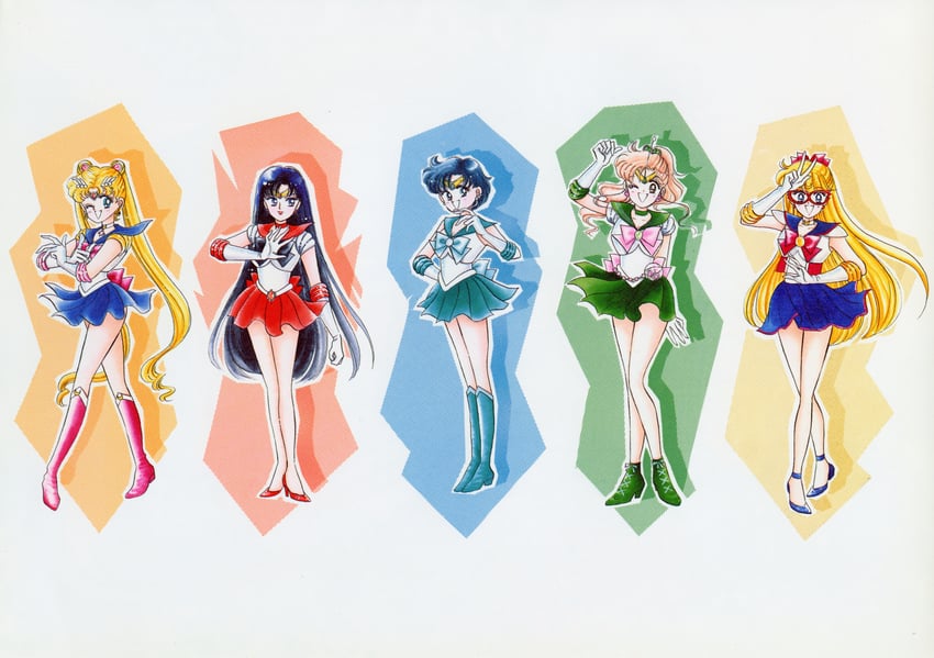 tsukino usagi, sailor moon, mizuno ami, aino minako, hino rei, and 6 more (bishoujo senshi sailor moon and 1 more) drawn by takeuchi_naoko