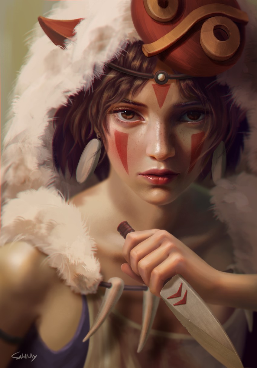 san (studio ghibli and 1 more) drawn by robusta_mania