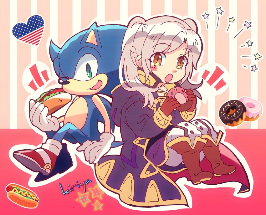 sonic the hedgehog and female robin (fire emblem and 3 more) drawn by kiriya_(552260)