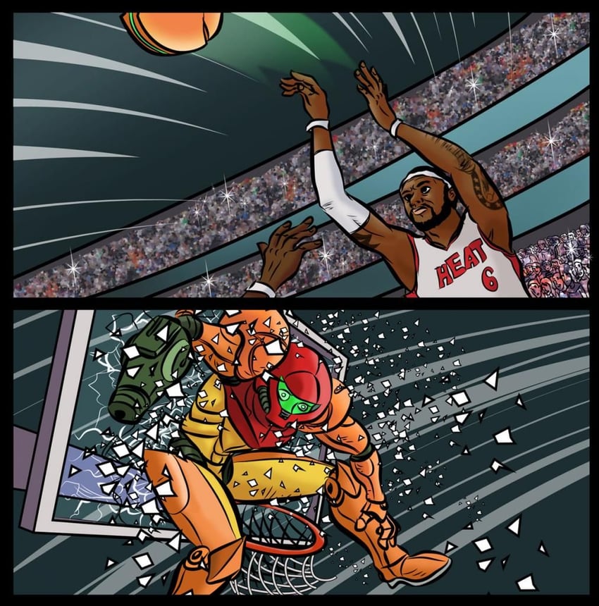 samus aran and lebron james (real life and 2 more)