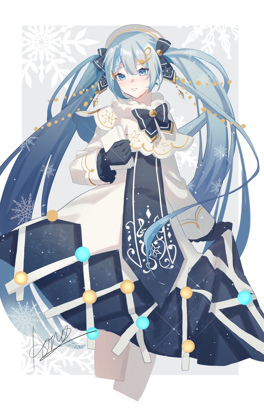 hatsune miku and yuki miku (vocaloid) drawn by aono_99