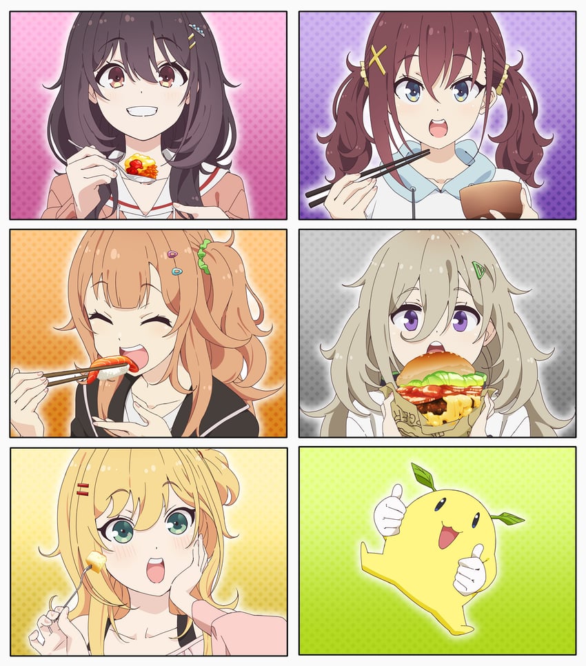 kawai mako, furutachi kurea, higa tsutsuji, hoshi nana, ogawa shinon, and 1 more (hibi wa sugiredo meshi umashi)
