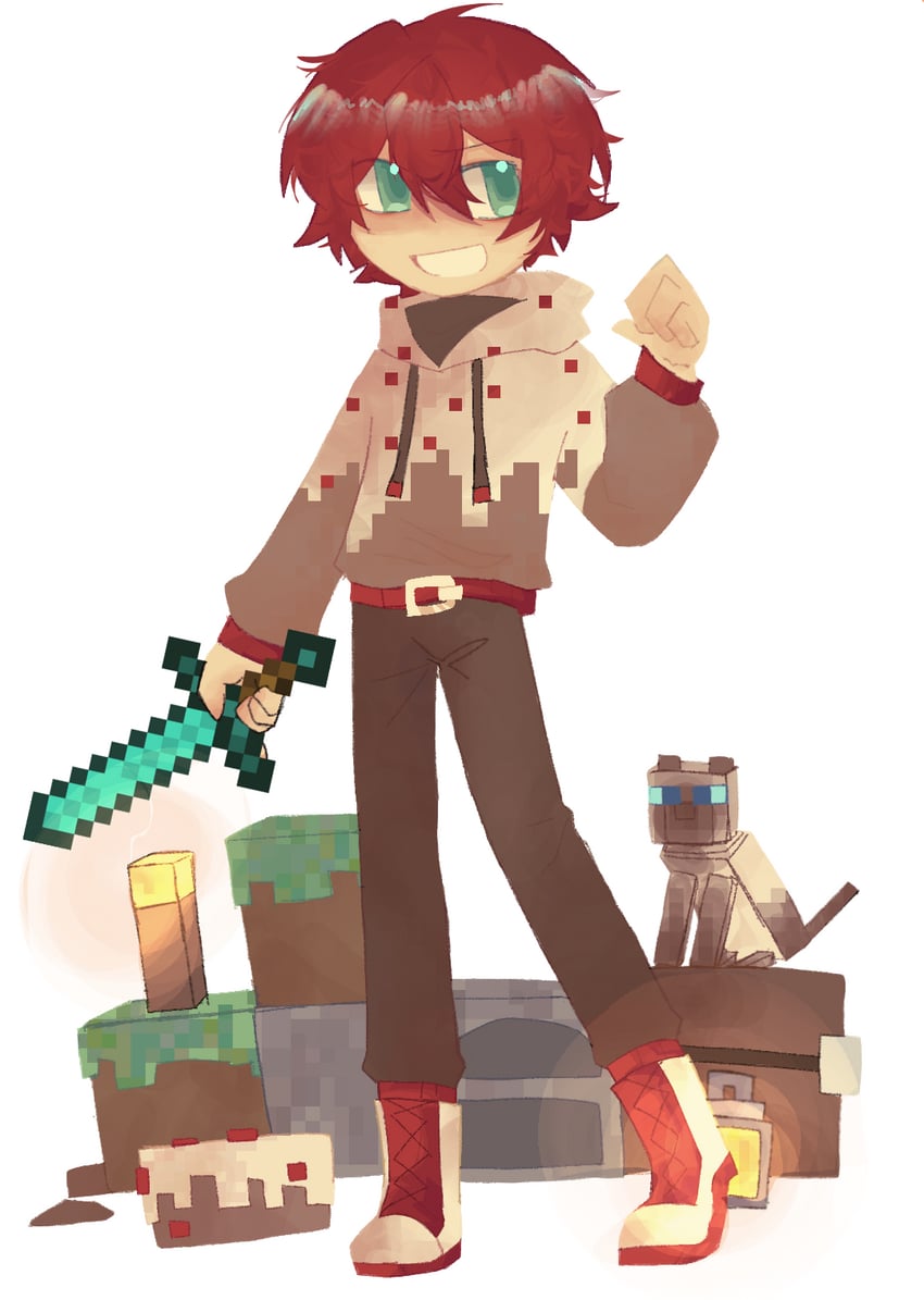 cat, antfrost, and velvetiscake (minecraft and 1 more) drawn by aiya_wo_shi_ku_laoshi