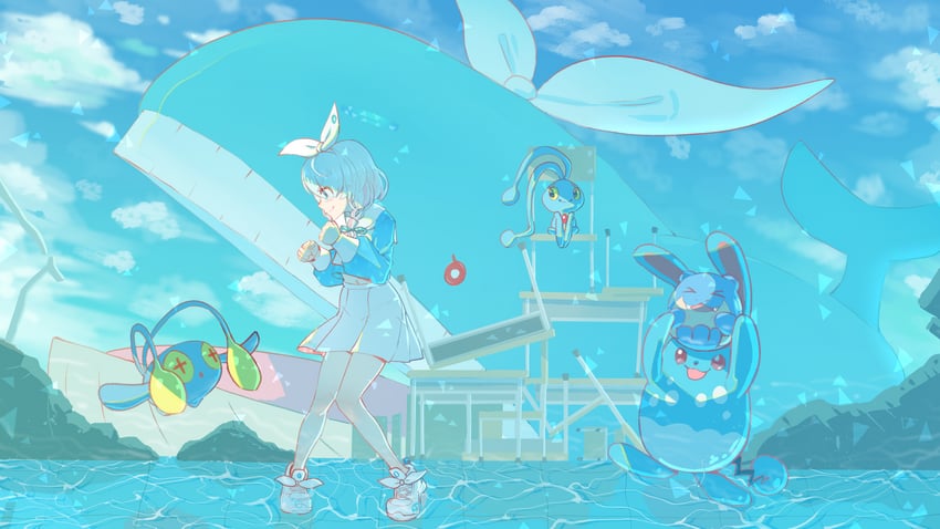 arona, azumarill, chinchou, spheal, manaphy, and 1 more (blue archive and 1 more) drawn by 02milos02