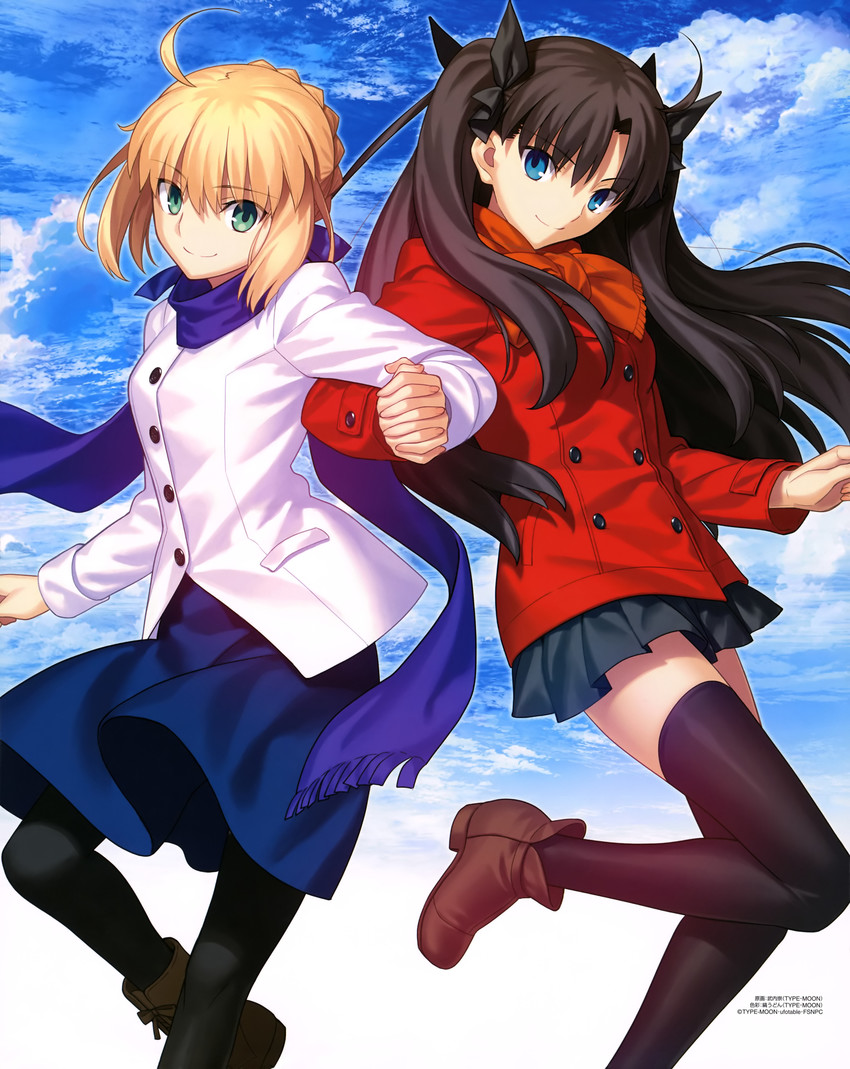 artoria pendragon, saber, and tohsaka rin (fate and 1 more) drawn by takeuchi_takashi