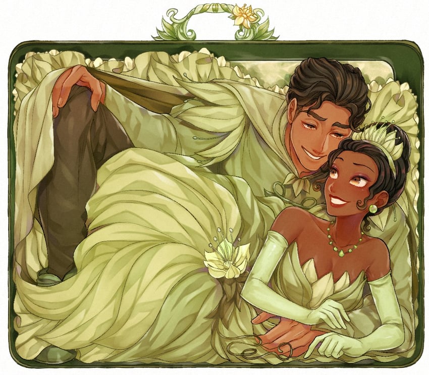 tiana and prince naveen (the princess and the frog) drawn by mizala