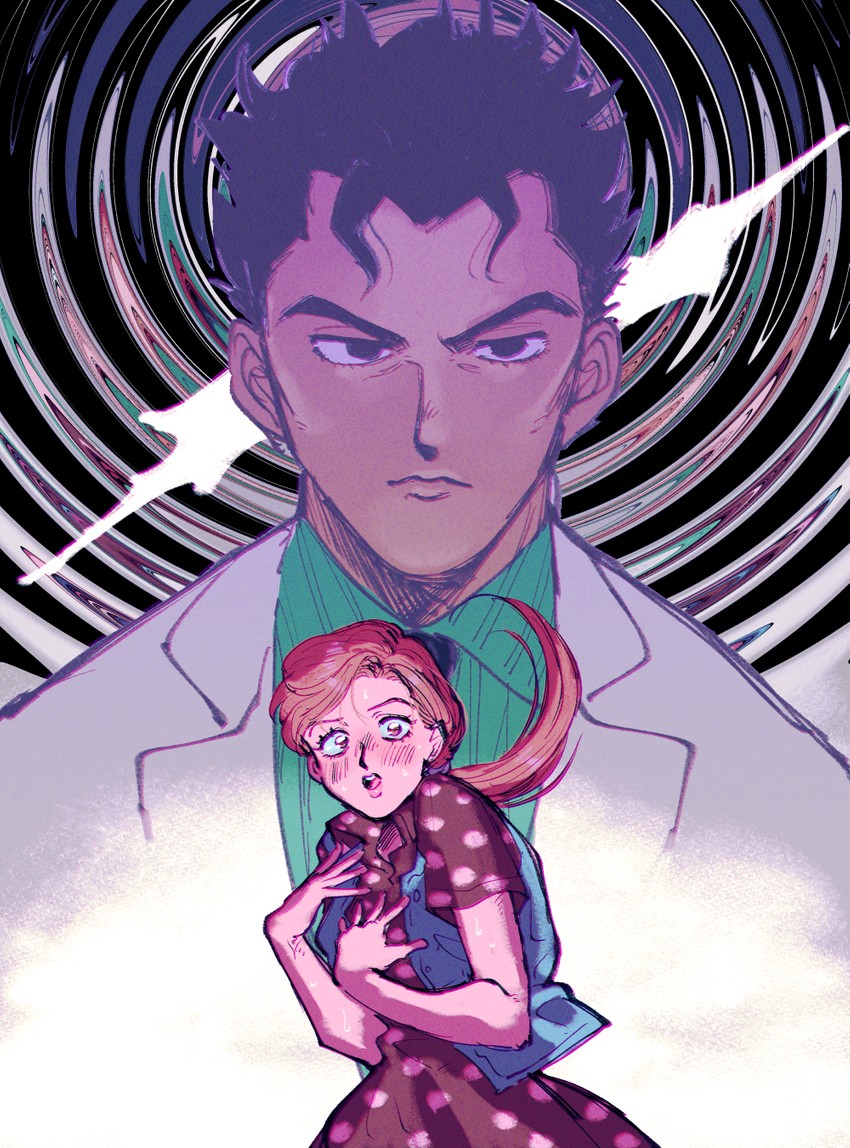 kawajiri kosaku and kawajiri shinobu (jojo no kimyou na bouken and 1 more) drawn by oniyama831