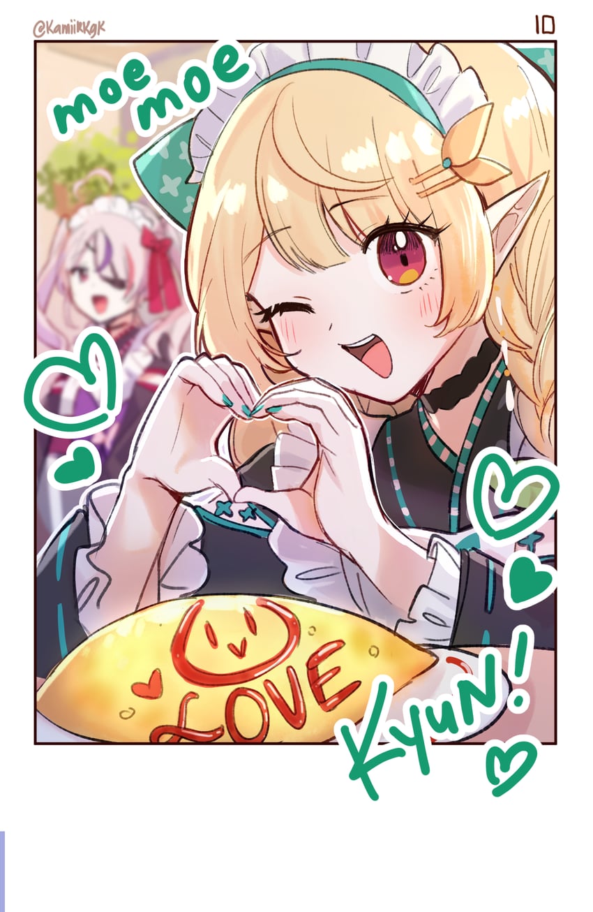 pomu rainpuff and maria marionette (nijisanji and 1 more) drawn by hakamii