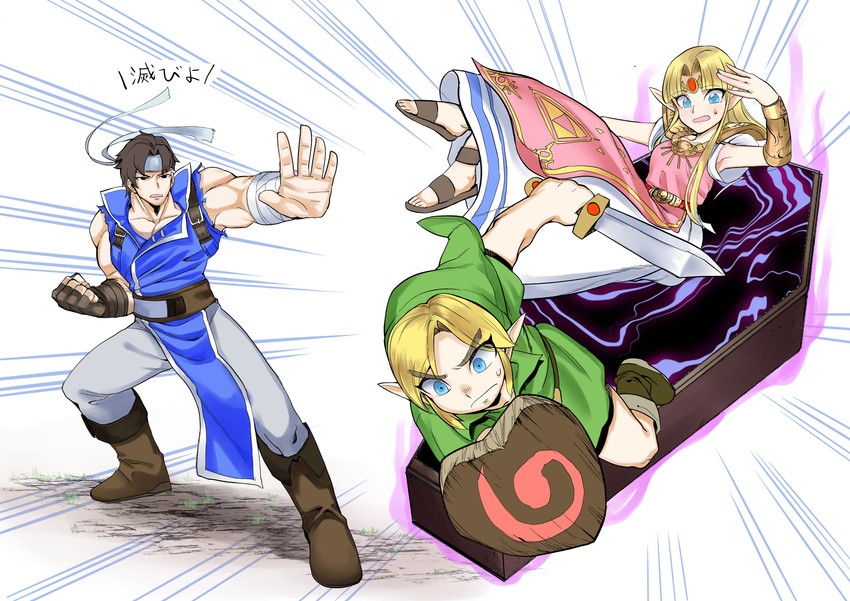 link, princess zelda, young link, and richter belmont (the legend of zelda and 5 more) drawn by rx_hts