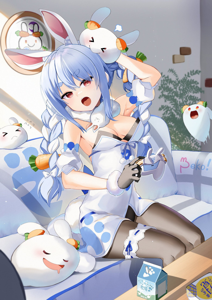 usada pekora and pekomon (hololive) drawn by meteor_(yamashou)