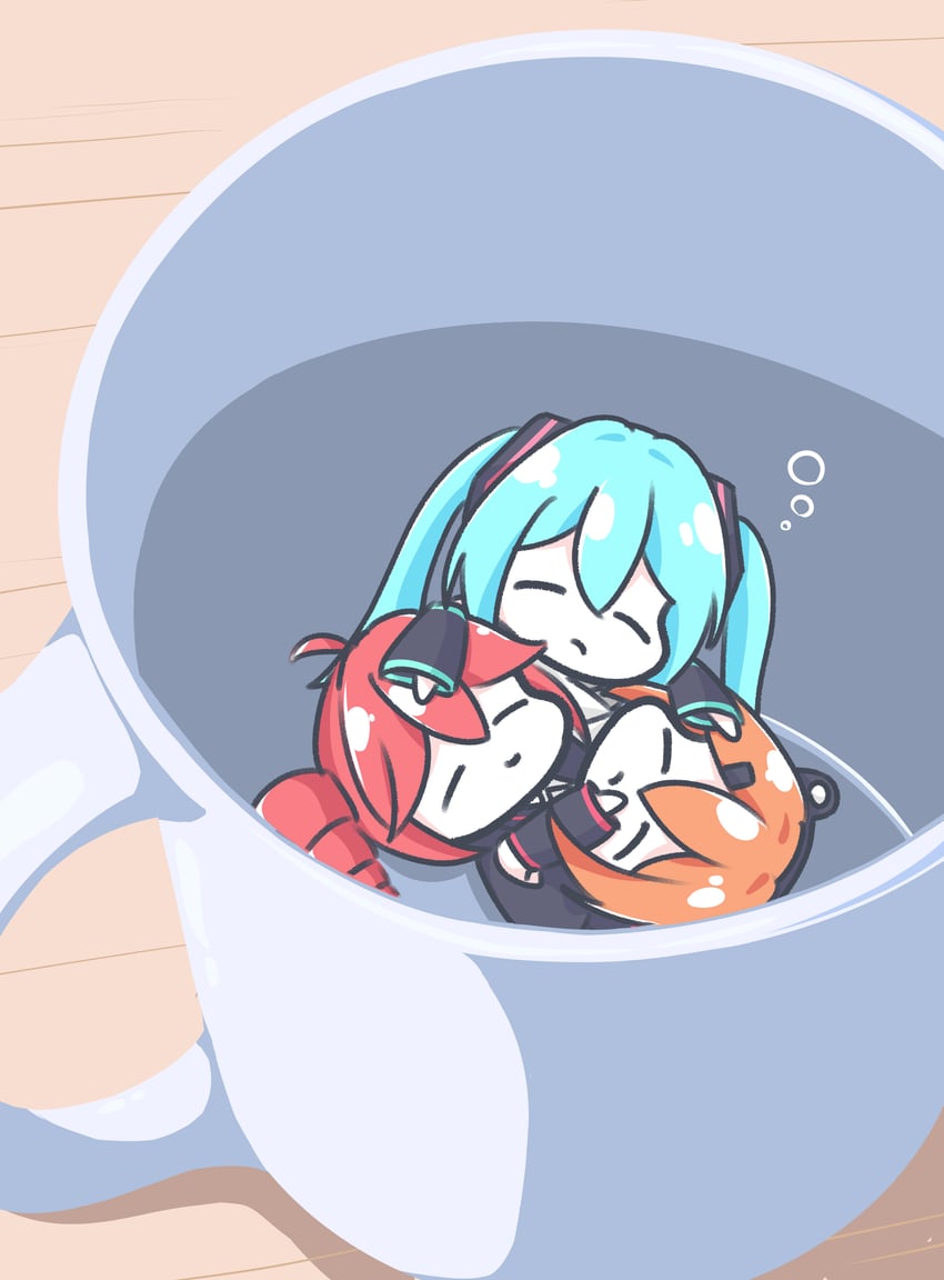 hatsune miku, kasane teto, and adachi rei (vocaloid and 2 more) drawn by cott_(cott_5)