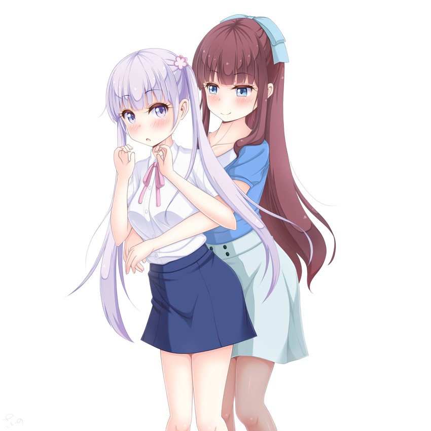 suzukaze aoba and takimoto hifumi (new game!) drawn by sainohikari