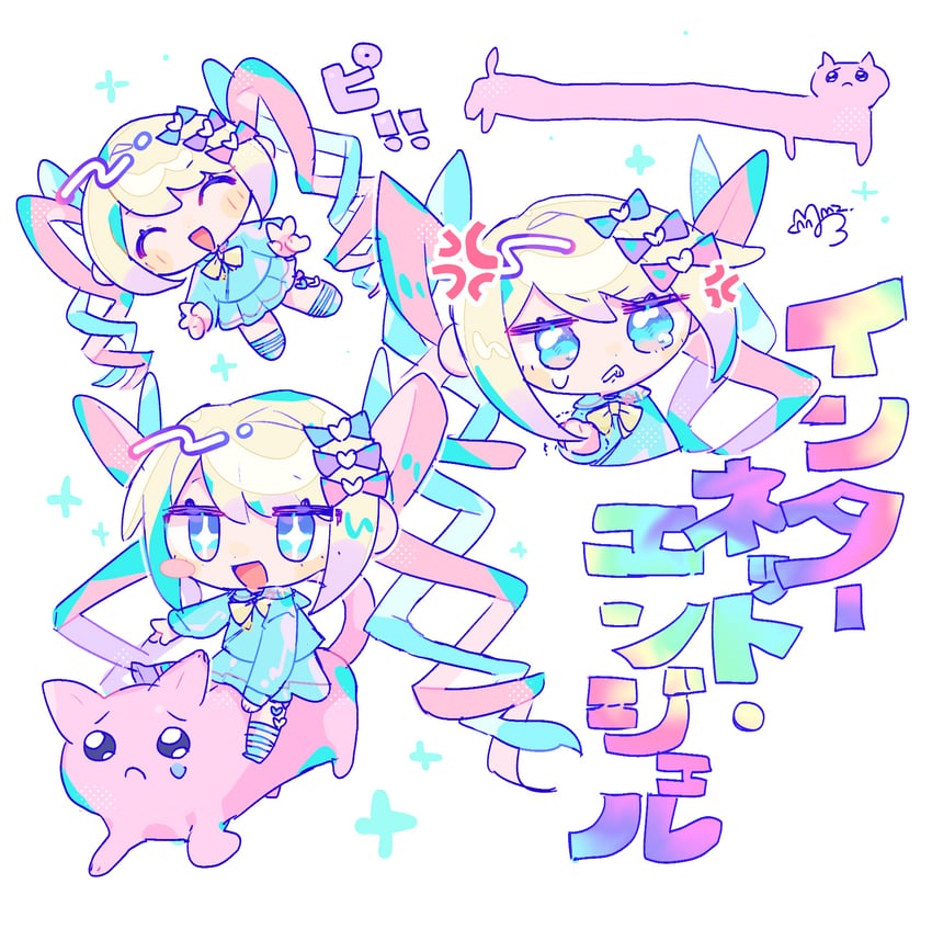 chouzetsusaikawa tenshi-chan and pien cat (needy girl overdose) drawn by sushiuma_m