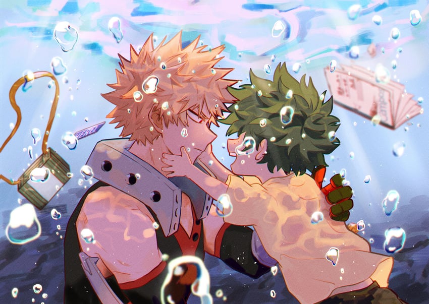 midoriya izuku and bakugou katsuki (boku no hero academia) drawn by akino_(aki_ktdk)