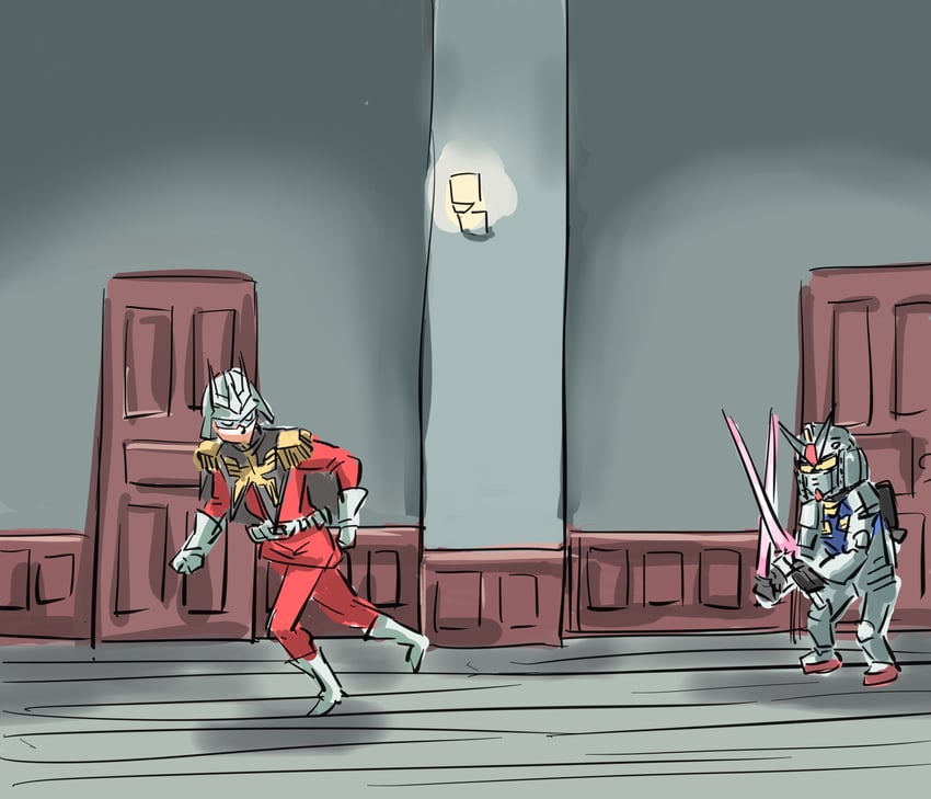 char aznable and rx-78-2 gundam (gundam and 2 more) drawn by hebi_(rarata6o)