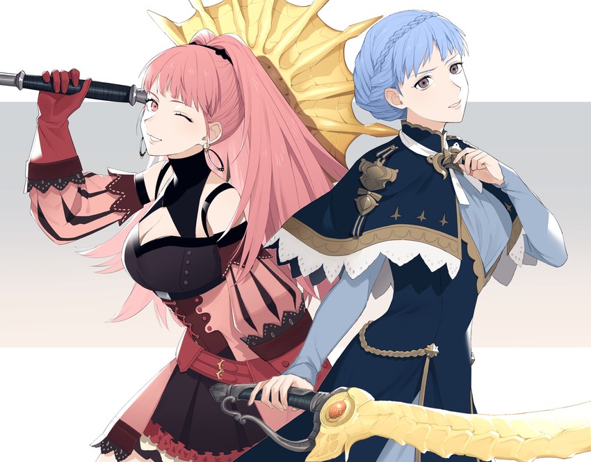 hilda valentine goneril and marianne von edmund (fire emblem and 1 more) drawn by gunjo_fe