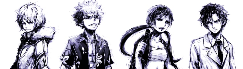 accelerator, musujime awaki, tsuchimikado motoharu, unabara mitsuki, and etzali (toaru majutsu no index and 1 more) drawn by same_2009