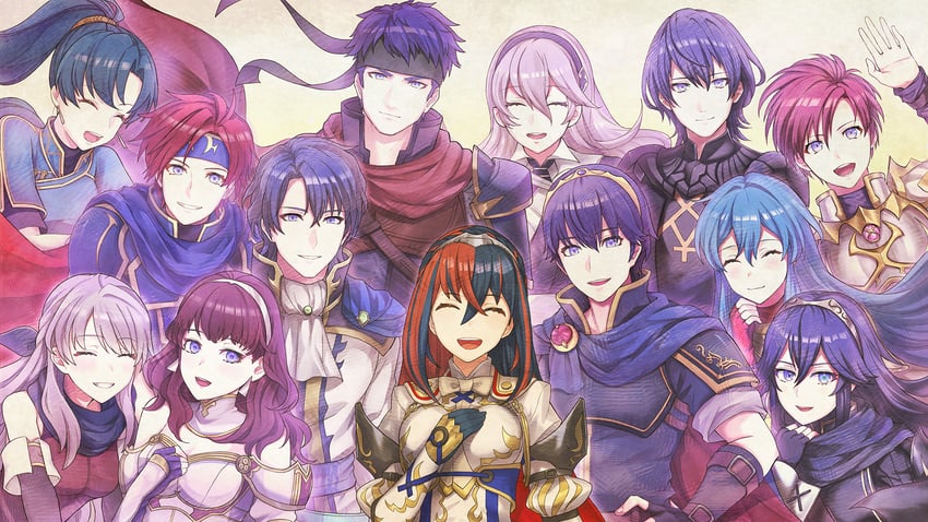 female alear, marth, lyn, lucina, celica, and 8 more (fire emblem and 12 more) drawn by mika_pikazo