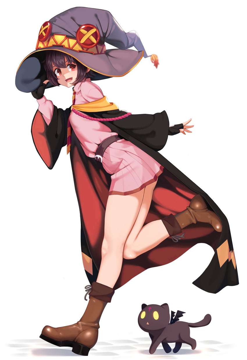 megumin and chomusuke (kono subarashii sekai ni shukufuku wo! and 1 more) drawn by yoomix