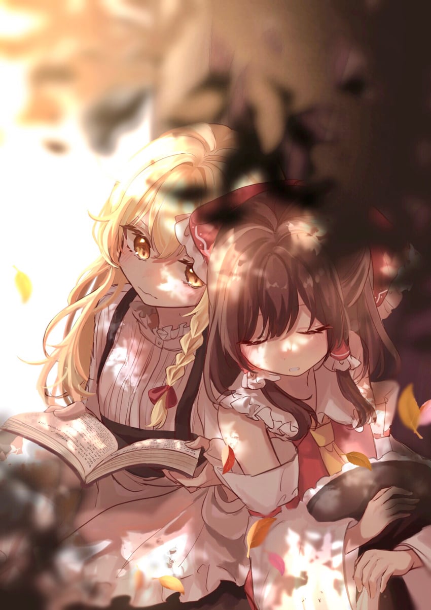 hakurei reimu and kirisame marisa (touhou) drawn by yomogi_9392