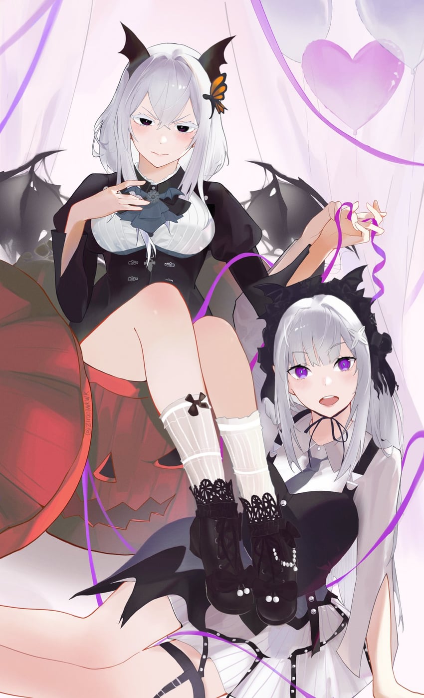 emilia and echidna (re:zero kara hajimeru isekai seikatsu) drawn by zirael_1