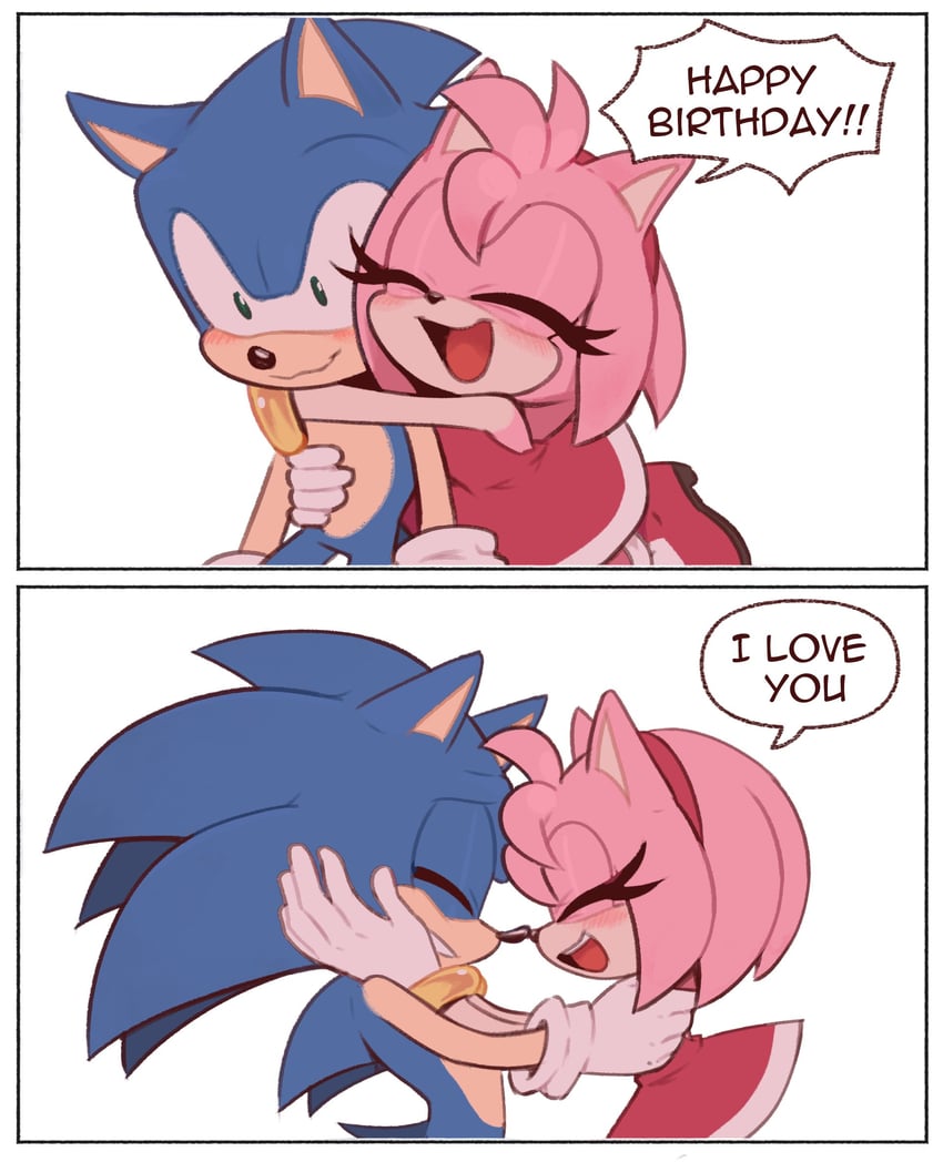 sonic the hedgehog and amy rose (sonic) drawn by toonsite