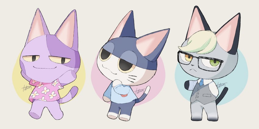 raymond, punchy, and bob (animal crossing) drawn by uomiya_naname