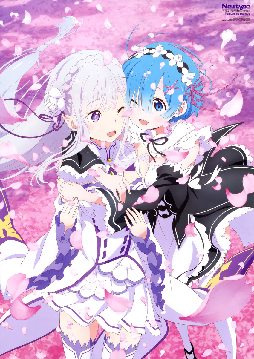 rem and emilia (re:zero kara hajimeru isekai seikatsu and 1 more) drawn by sakai_kyuuta