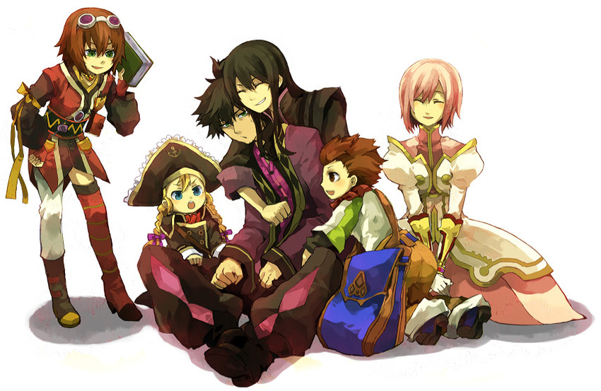yuri lowell, estellise sidos heurassein, rita mordio, raven, karol capel, and 1 more (tales of and 1 more) drawn by mita_(mozukumorimori)