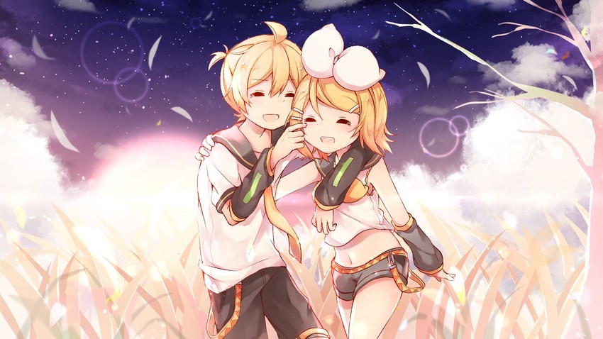 kagamine rin and kagamine len (vocaloid) drawn by sazanami_(ripple1996)