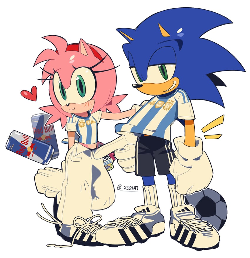 sonic the hedgehog and amy rose (sonic and 2 more) drawn by x0zun