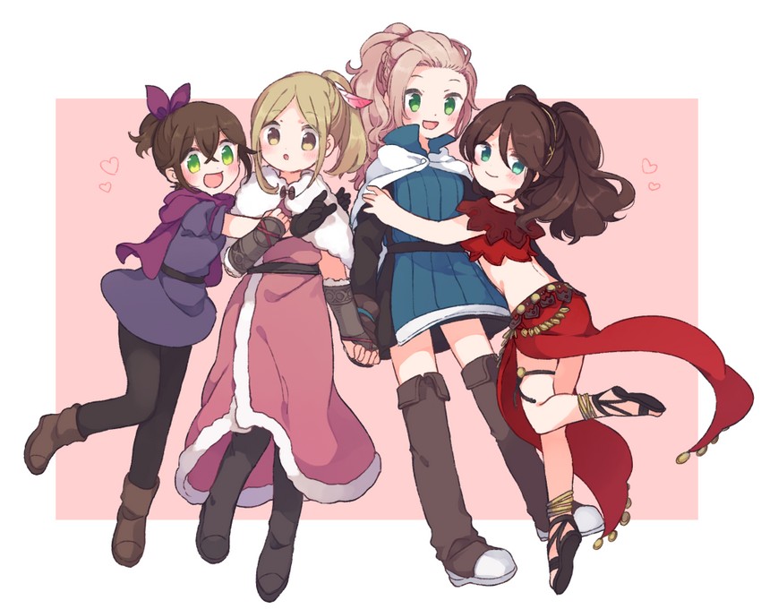 tressa colzione, ophilia clement, primrose azelhart, and h'aanit (octopath traveler and 1 more) drawn by 697_mono_71
