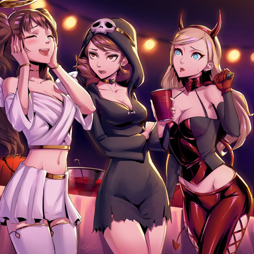 kujikawa rise, takamaki anne, and takeba yukari (persona and 3 more) drawn by omniformblue