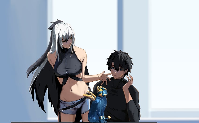 fujimaru ritsuka, nagao kagetora, uesugi kenshin, and sphinx awlad (fate and 1 more) drawn by paperpillar