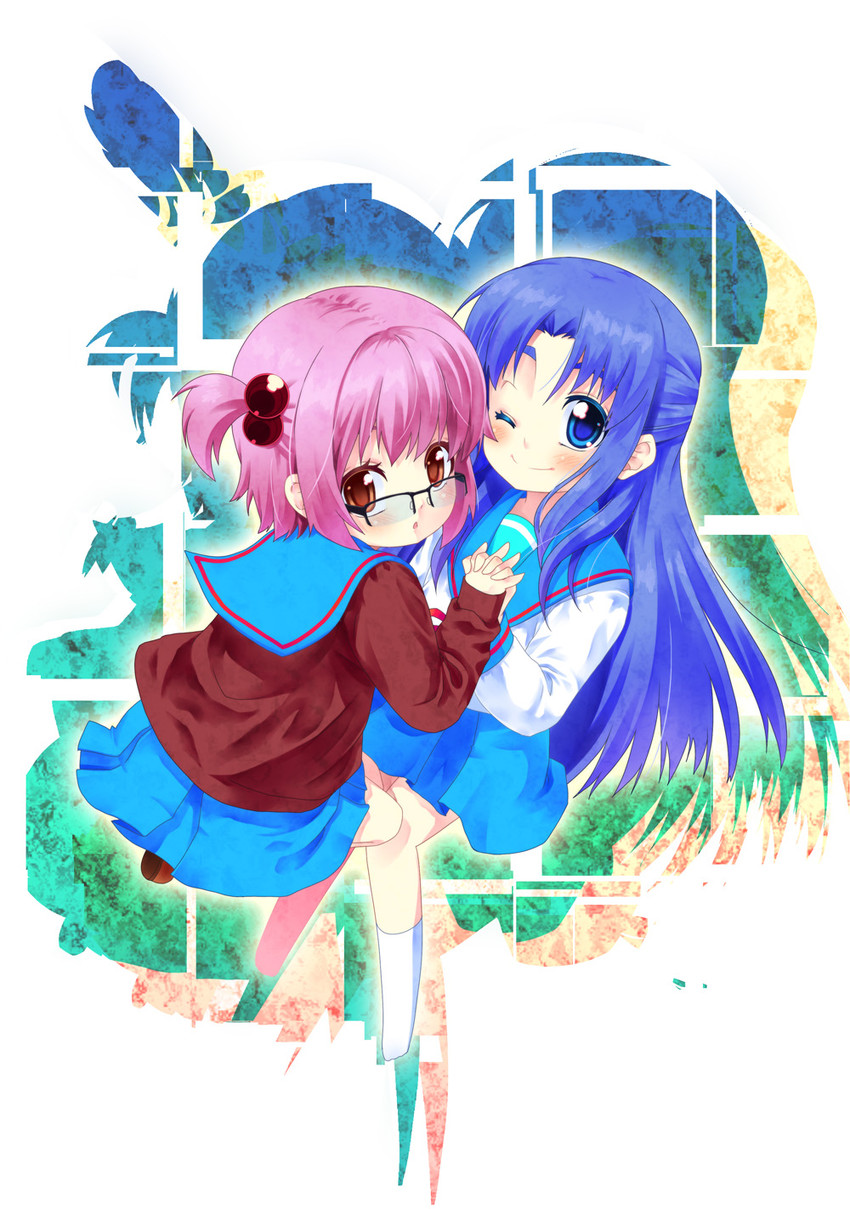 nagato yuki and asakura ryoko (suzumiya haruhi no yuuutsu and 1 more) drawn by kouji_(campus_life)