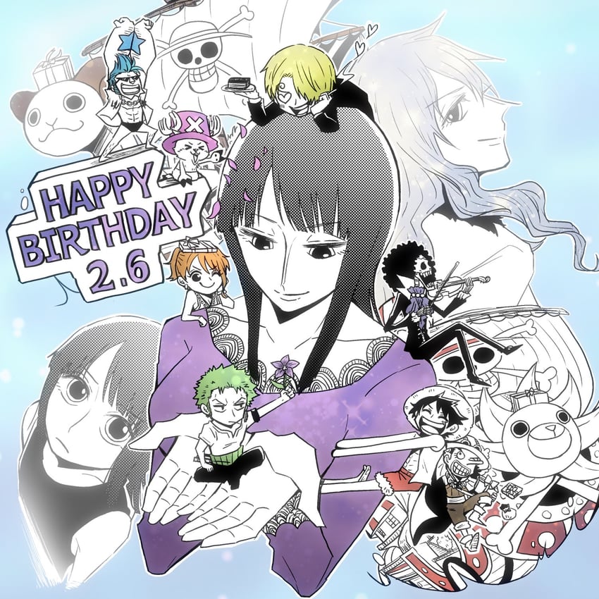 nami, monkey d. luffy, nico robin, roronoa zoro, sanji, and 6 more (one piece) drawn by chiromemof