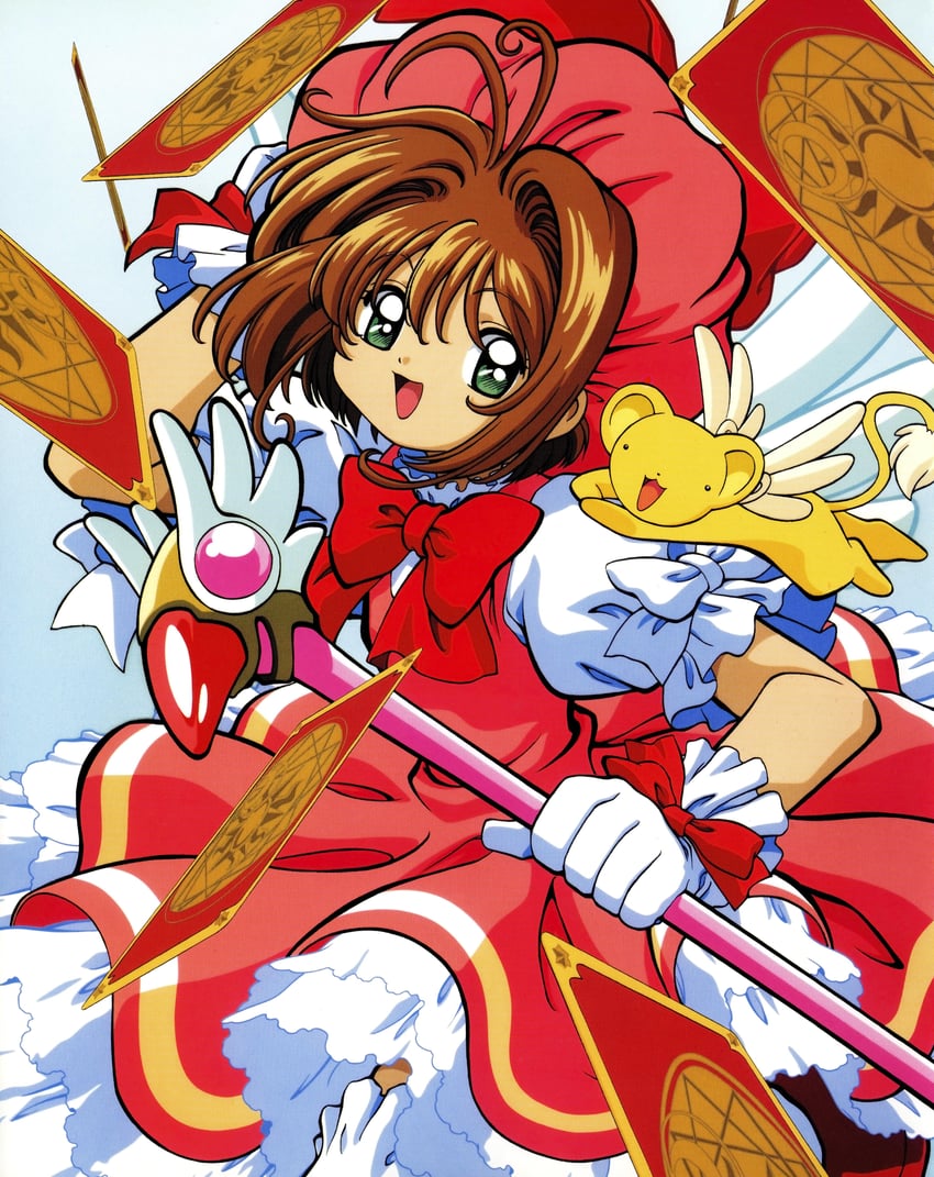 kinomoto sakura and kero (cardcaptor sakura) drawn by abe_hisashi