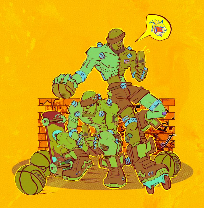 micro boy and franks (bomb rush cyberfunk) drawn by wint_(draydensbeard)