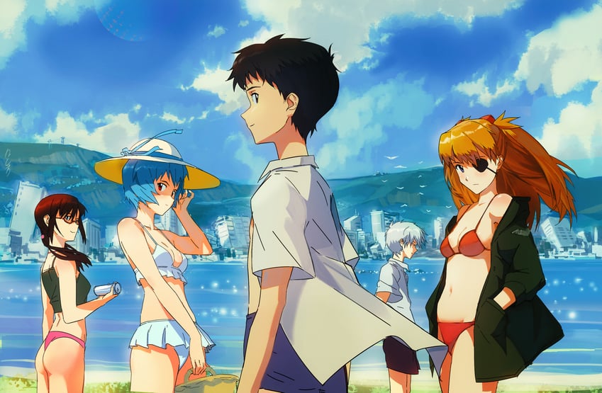 souryuu asuka langley, ayanami rei, ikari shinji, nagisa kaworu, and makinami mari illustrious (neon genesis evangelion and 1 more) drawn by letro