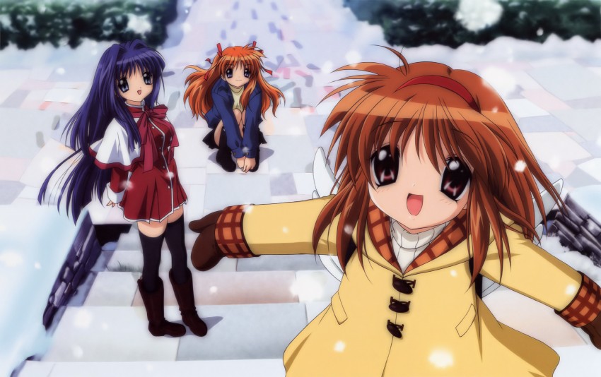 tsukimiya ayu, minase nayuki, and sawatari makoto (kanon and 1 more) drawn by ikeda_kazumi