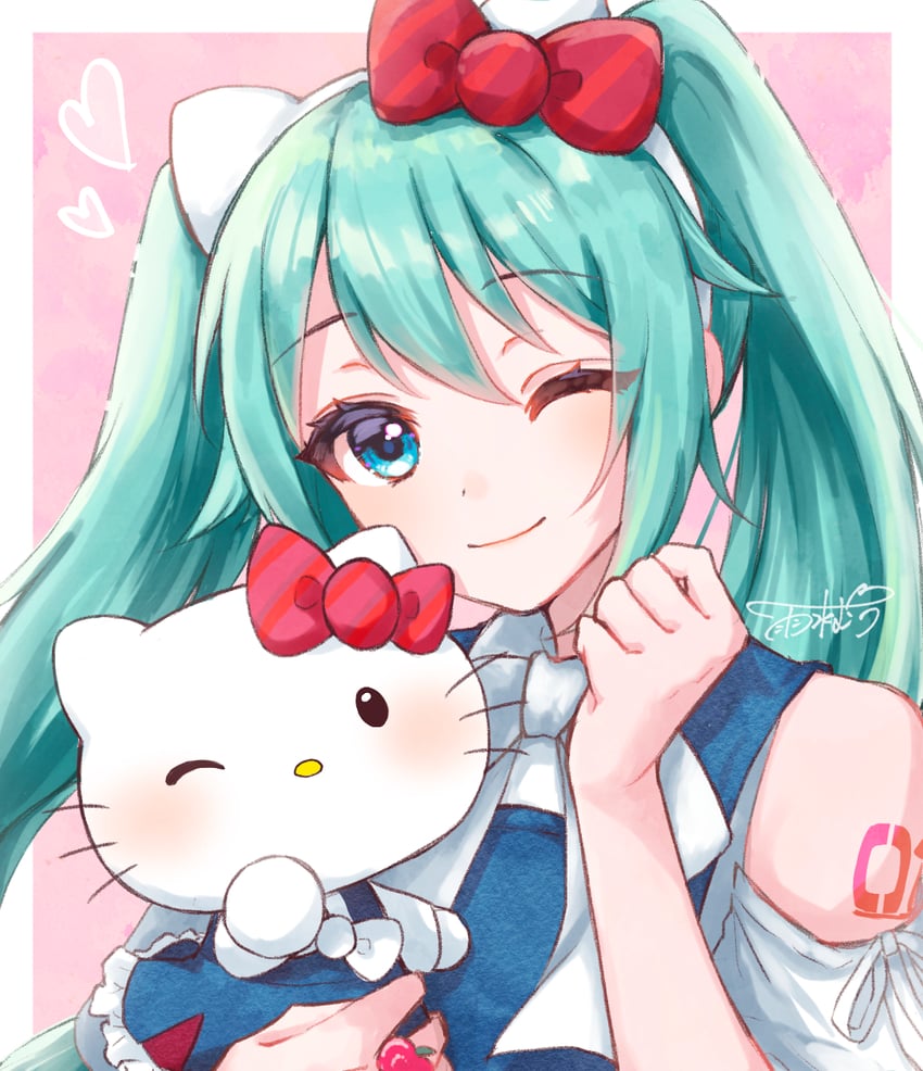 hatsune miku and hello kitty (vocaloid and 3 more) drawn by usui_muu