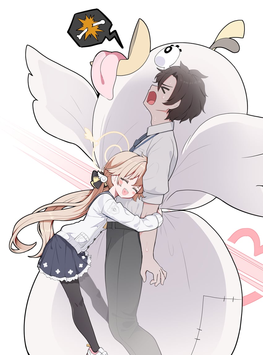 sensei, hifumi, and peroro (blue archive and 1 more) drawn by gro_(lee145879)