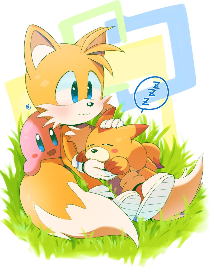 kirby, tails, and awoofy (sonic and 2 more) drawn by misuta710