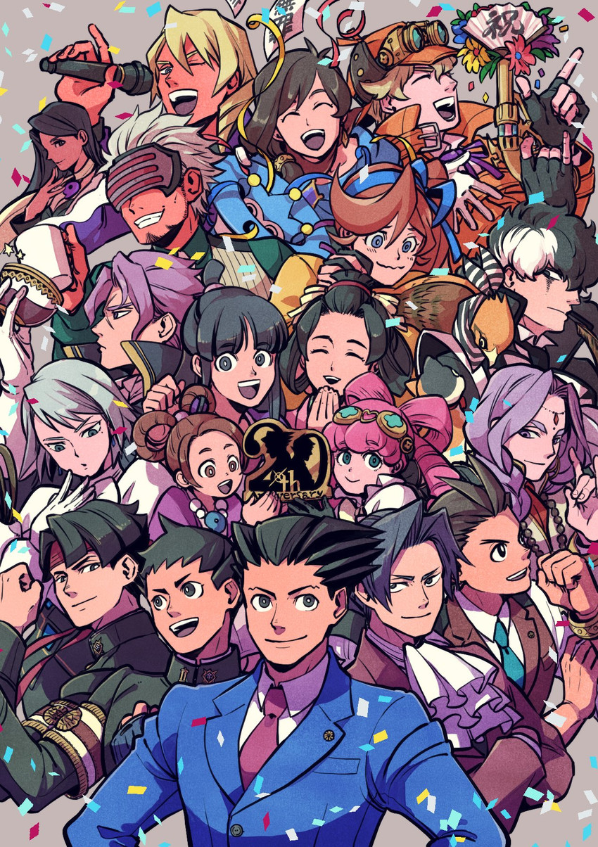 phoenix wright, miles edgeworth, maya fey, apollo justice, franziska von karma, and 17 more (ace attorney and 8 more) drawn by shino_(shino_dgs)