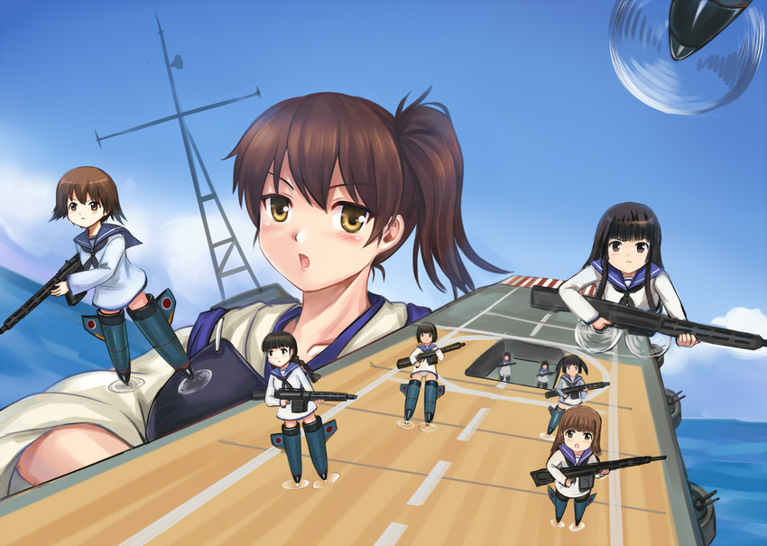 kaga, fairy, and miyafuji yoshika (kantai collection and 2 more) drawn by y.ssanoha