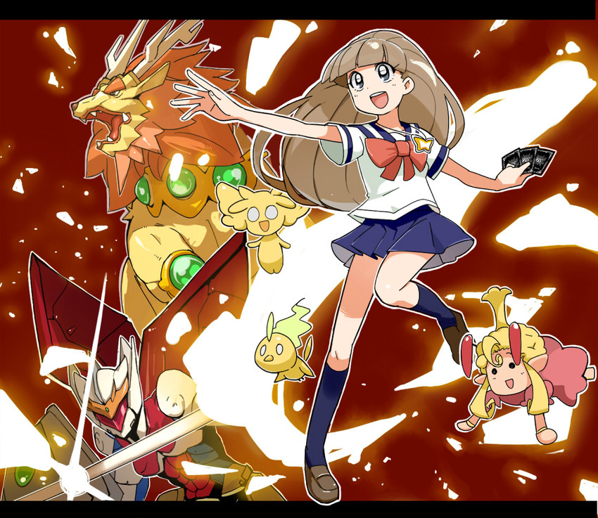 otonashi fumiko, piyon, the fairy tanya, the phantomlord rean, the arcangelia valiero, and 1 more (battle spirits and 1 more) drawn by tamagoroo