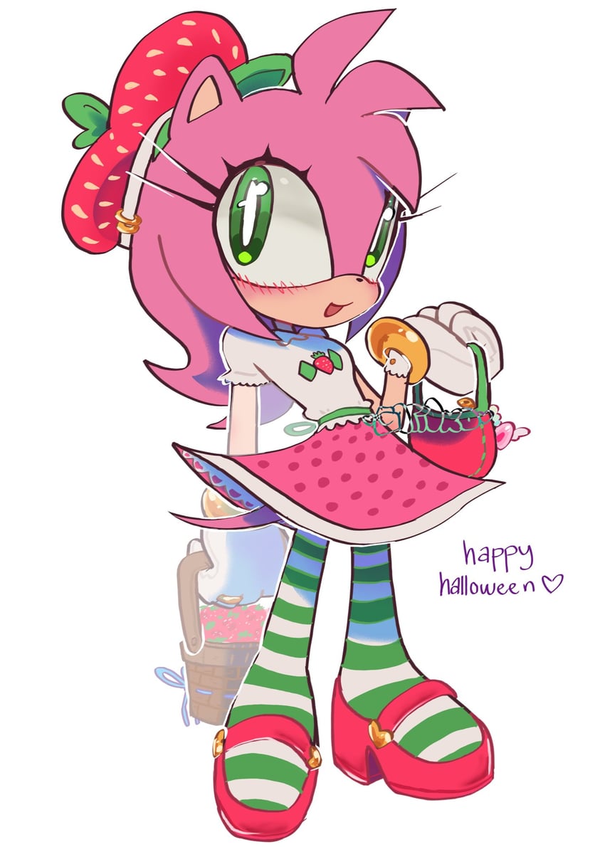 amy rose and strawberry shortcake (sonic and 1 more) drawn by gatioxd