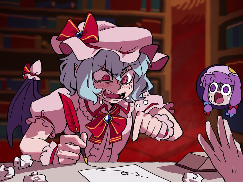 remilia scarlet and patchouli knowledge (touhou and 1 more) drawn by eddybird55555