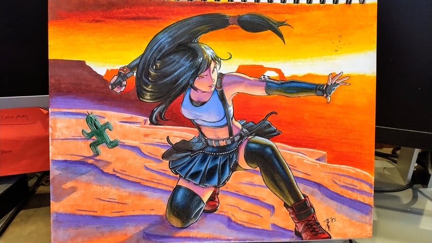 tifa lockhart and sabotender (final fantasy and 2 more) drawn by marquis_devon_burgess