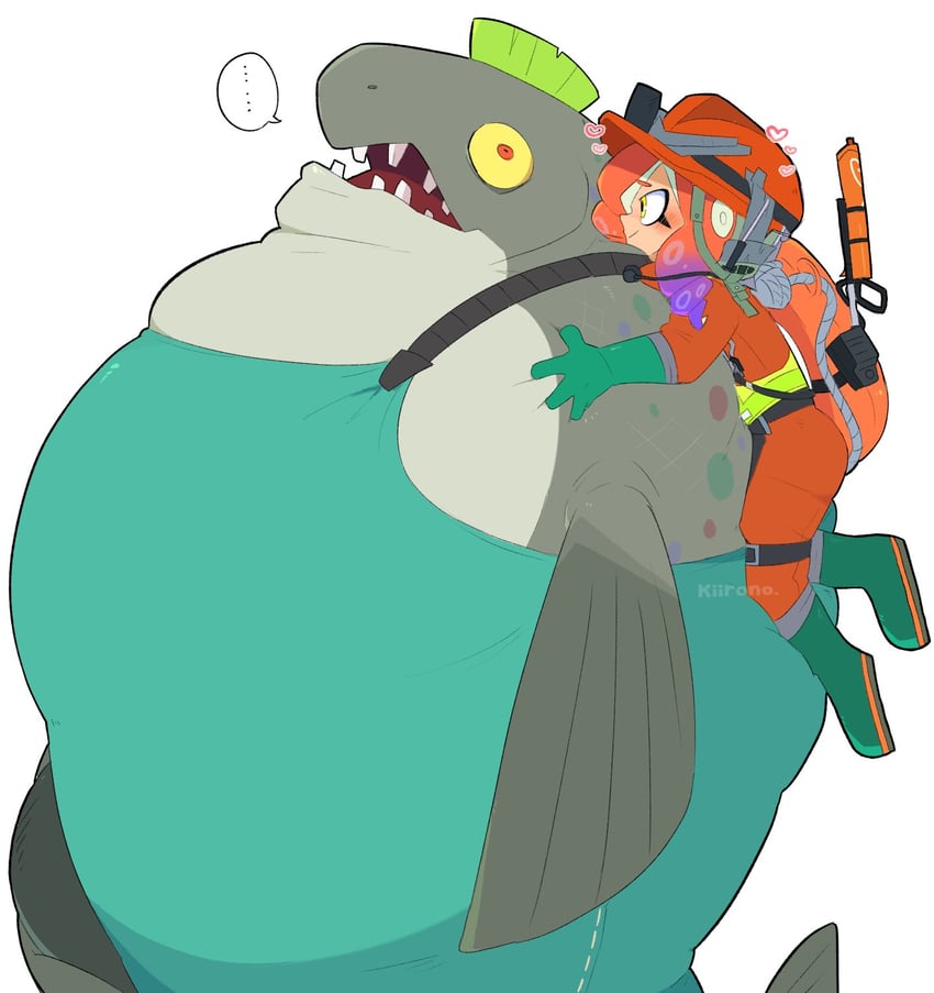 octoling player character, octoling girl, and big shot (splatoon) drawn by kiirono